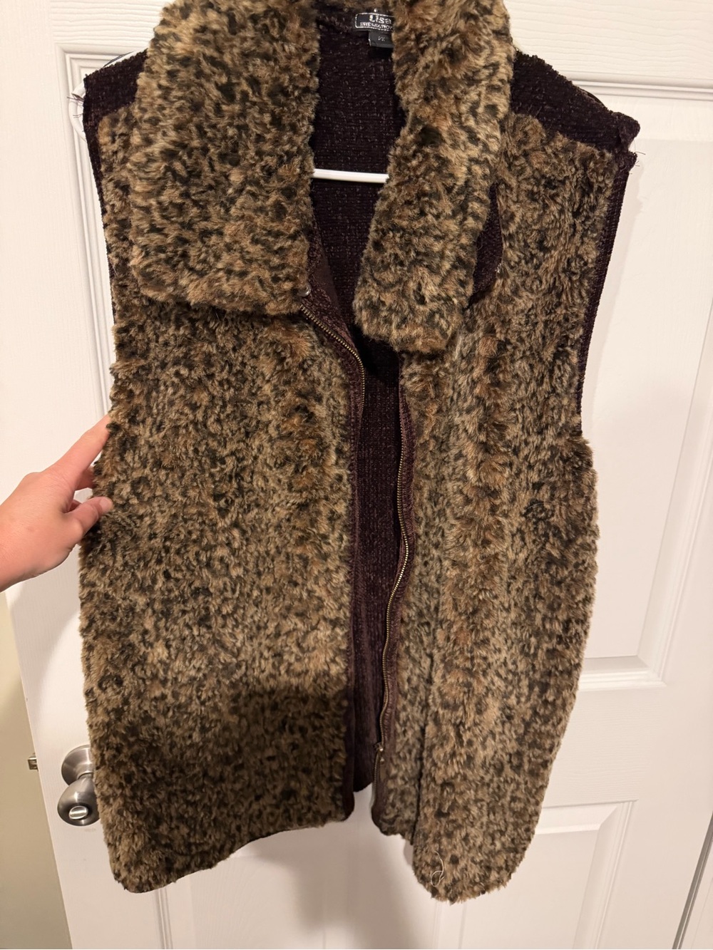 Lisa international Brown Faux Fur Teddy Vest with Zip